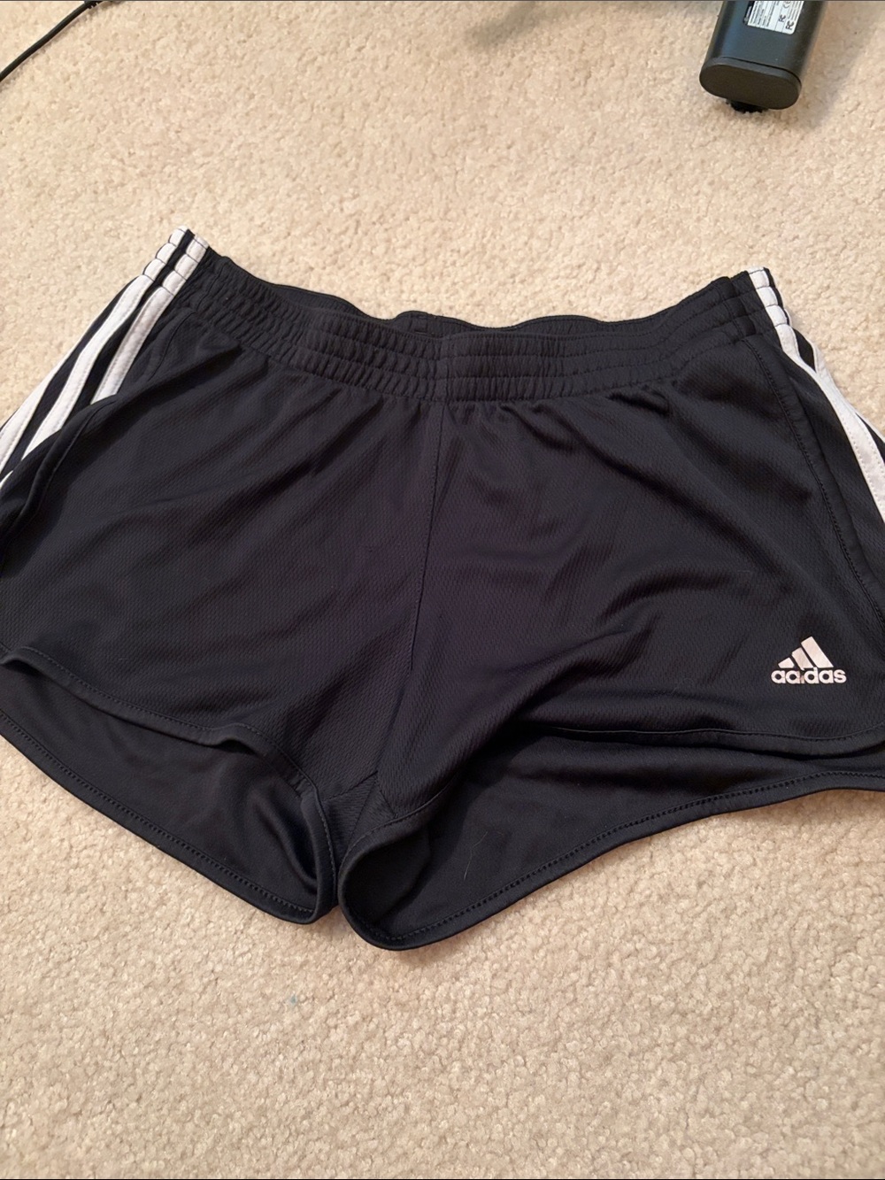 adidas Black Running Shorts with White Three-Stripes